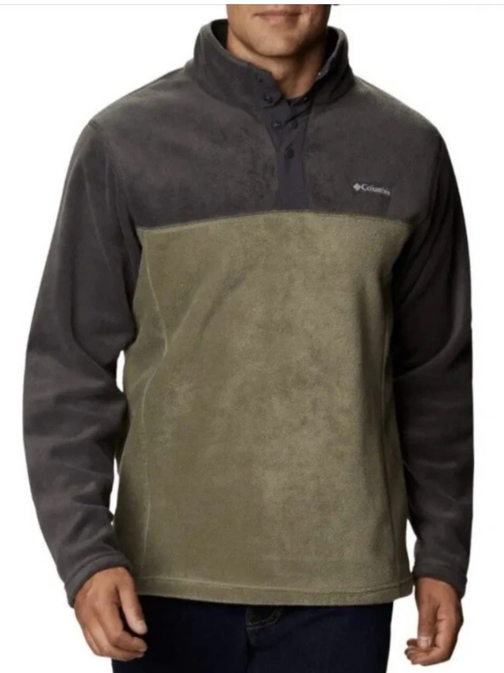 NWT Columbia Steens Mountain Half Snap Fleece Pullover Green Gray Men’s Size L